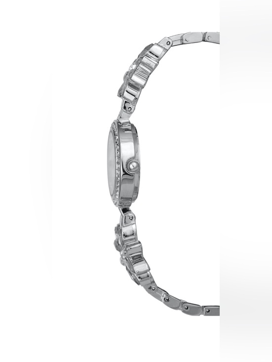 ??Charter Club Watch Silver-Tone Crystal Flower Ladies Bracelet Quartz 25 MM NEW main image 4